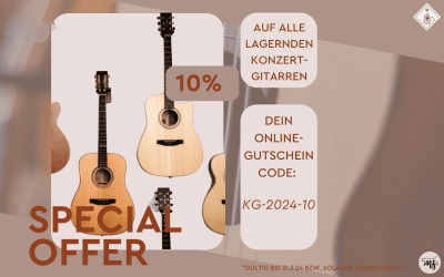 Special offer: 10% auf alle lagernden Konzertgitarren